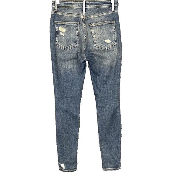 Free People Jeans Womens 27 Blue Sabrina Distressed Skinny Button Fly High Rise - Picture 2 of 16
